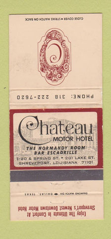 Matchbook Cover - Chateau Motor Hotel Shreveport LA 30 Strike