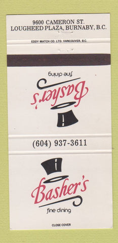Matchbook Cover - Basher's Restaurant Burnaby BC 30 Strike