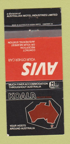 Matchbook Cover - Avis Car Rental Koala Motor Inns Australia WEAR 30 Strike