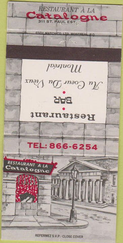 Matchbook Cover - Restaurant A La Catalogne Montreal QC 30 Strike