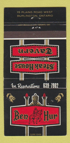 Matchbook Cover - Ben Hur Steak House Tavern Burlington ON 30 Strike