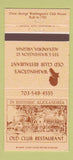 Matchbook Cover - Washington's Old Club Restaurant Alexandria VA 30 Strike