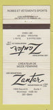 Matchbook Cover - Zantar Industries Sports Montreal QC 30 Strike