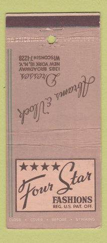 Matchbook Cover - Four Star Women's Clothes Abrams Vlock New York City 30 Stick