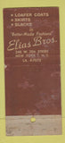 Matchbook Cover - Elias Bros Women's Clothes New York City POOR BACK 30 Stick