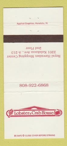 Matchbook Cover - Lobster's Crab House Honolulu Hawaii 30 Strike