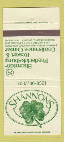 Matchbook Cover - Shannons Sheraton Hotel Fredericksburg VA WEAR 30 Strike