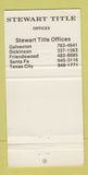 Matchbook Cover - Stewart Title Galveston Dickinson TX WEAR 30 Strike