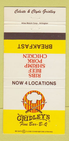 Matchbook Cover - Gridley's BBQ Memphis TN 30 Strike