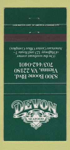 Matchbook Cover - Devon Seafood Restaurant Vienna VA 30 Strike