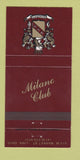 Matchbook Cover - Milano Club Lima OH 30 Strike