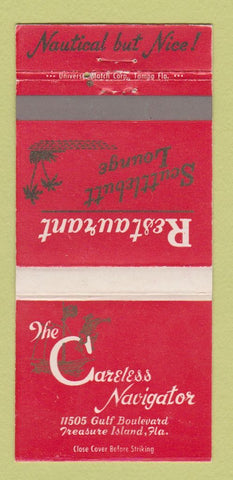 Matchbook Cover - Careless Navigator Treasure Island FL 30 Strike