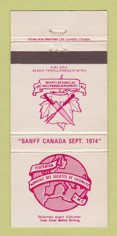 Matchbook Cover - Canadian Federation of Chefs 1974 Banff AB 1974 WEAR 30 Strike
