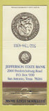 Matchbook Cover - Jefferson State Bank San Antonio TX 30 Strike