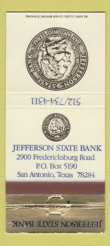 Matchbook Cover - Jefferson State Bank San Antonio TX 30 Strike