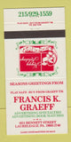 Matchbook Cover - Frank K Graeff Advertising Lauderdale PA Christmas 30 Strike