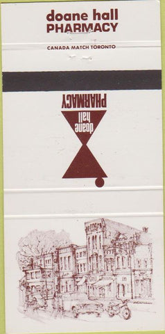 Matchbook Cover - Doane Hall Pharmacy Aurora ON 30 Strike