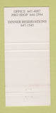 Matchbook Cover - Chester Valley Golf Club Malvern PA 30 Strike