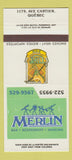 Matchbook Cover - Merlin Bar Restaurant Quebec QC Turf Pub 30 Strike