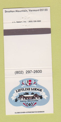 Matchbook Cover - Liftline Lodge Stratton Mountain VT 30 Strike