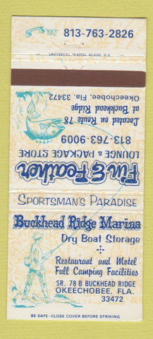 Matchbook Cover - Buckhead Ridge Marina Okeechobee FL Fin Feather 30 Strike