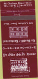 Matchbook Cover - Ye Olde Steak House Chatham ON 30 Strike