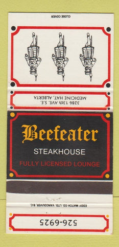 Matchbook Cover - Beefeater Steak House Medicine Hat AB 30 Strike