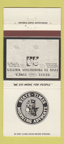 Matchbook Cover - State Times Morning Advocate Baton Rouge LA news 30 Strike