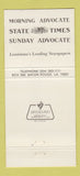 Matchbook Cover - State Times Morning Advocate Baton Rouge LA news 30 Strike