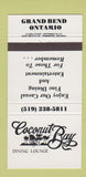 Matchbook Cover - Coconut Bay Restaurant Grand Bend ON 30 Strike