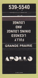 Matchbook Cover - Apollo Restaurant Grande Prairie AB 30 Strike