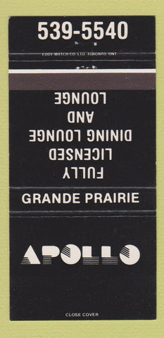 Matchbook Cover - Apollo Restaurant Grande Prairie AB 30 Strike