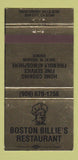 Matchbook Cover - Boston Billie's Restaurant Sun City CA 30 Strike
