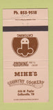 Matchbook Cover - Mike's Country Cookery Collierville TN 30 Strike
