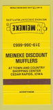 Matchbook Cover - Meineke Mufflers Cedar Rapids IA 30 Strike