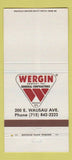 Matchbook Cover - Wergin Contractors Milwaukee? WI 30 Strike