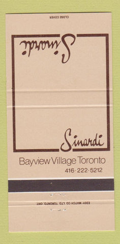Matchbook Cover - Sinardi Toronto ON 30 Strike
