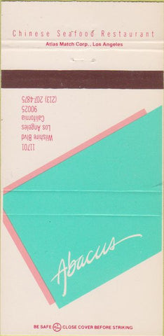 Matchbook Cover - Abacus Los Angeles CA Chinese food 30 Strike