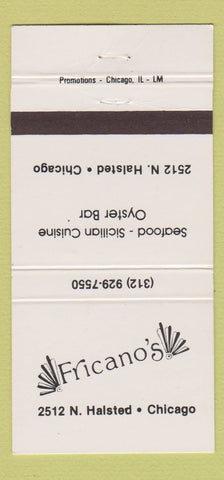 Matchbook Cover - Fricano's Restaurant Italian seafood Chicago IL #2 30 Strike