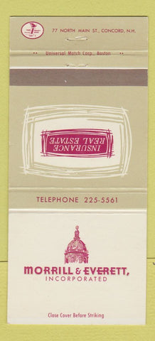 Matchbook Cover - Morrill Everett Real Estate Insurance Concord NH 30 Strike