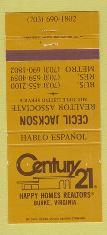 Matchbook Cover - Century 21 Real Estate Burke VA 30 Strike