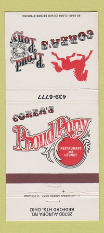 Matchbook Cover - Proud Pony Corea's Bedford Heights OH 30 Strike