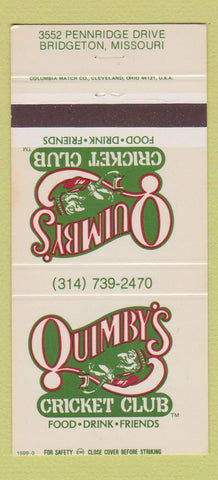 Matchbook Cover - Quimby's Cricket Club Bridgeton MO 30 Strike