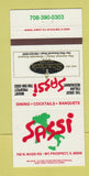 Matchbook Cover - Sassi Italian Restaurant Mount Prospect IL 30 Strike