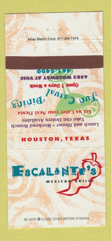 Matchbook Cover - Escalante's Mexican Grille Houston TX 30 Strike