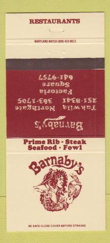Matchbook Cover - Barnaby's Restaurants Tukwila WA 30 Strike