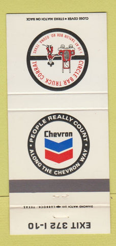 Matchbook Cover - Chevron oil gas Circle Bar Truck Corral Ozona TX 30 Strike