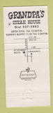 Matchbook Cover - Grandpa's Steak House Kearney NE 30 Strike