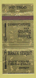 Matchbook Cover - Basin Street Restaurant Detroit MI POOR SURFACE 30 Strike