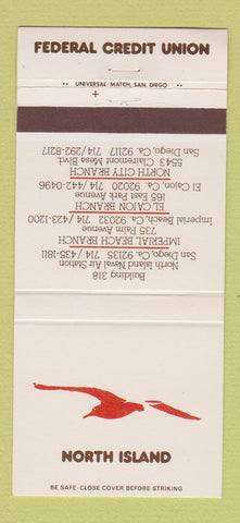 Matchbook Cover - North Island Credit Union San Diego El Cajon CA 30 Strike